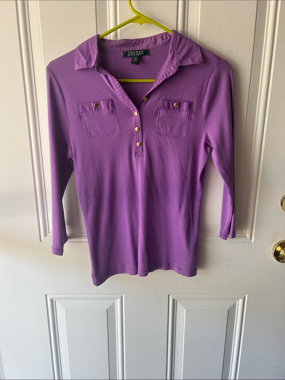 Lauren Ralph Lauren Purple Long Sleeve Polo Knit Top